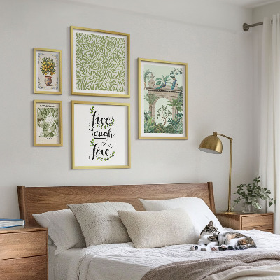 Pared galería de arte Motivos vegetales con toques bohemios