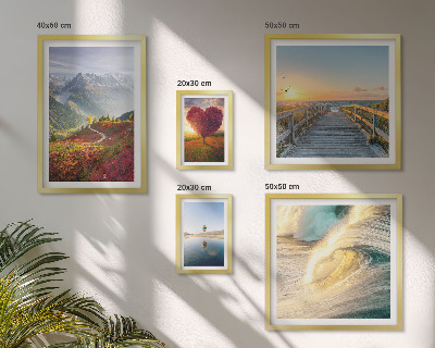 Conjunto de cuadros decorativos Paisajes montañas corazones olas globos