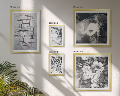 Set de 5 cuadros para salón Retrato moderno de flores abstractas