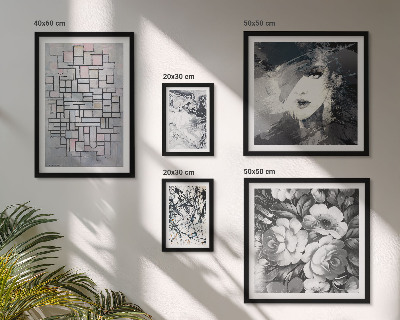 Set de 5 cuadros para salón Retrato moderno de flores abstractas