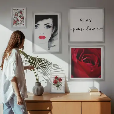 Retratos de mujeres con flores vintage decoración para pared galería de arte