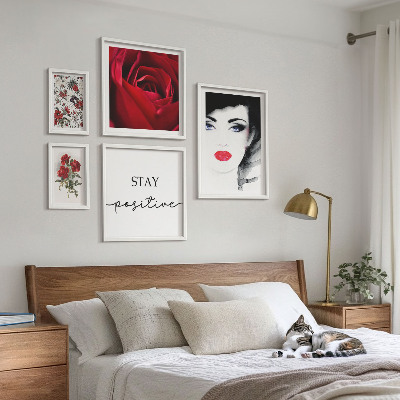 Pared galería de arte Retratos de mujeres con flores vintage