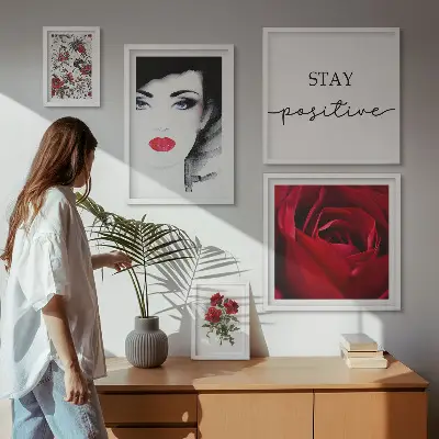 Retratos de mujeres con flores vintage decoración para pared galería de arte