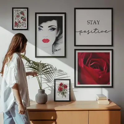 Retratos de mujeres con flores vintage decoración para pared galería de arte