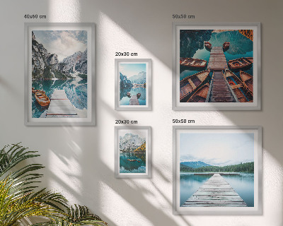 Conjunto de cuadros decorativos paisajes de montaña y caminos fluviales
