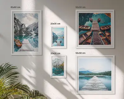 Conjunto de cuadros decorativos con paisajes de montañas y ríos