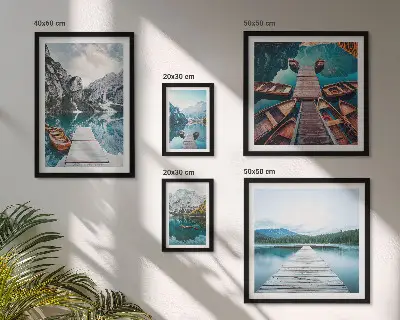 Conjunto de cuadros decorativos con paisajes de montañas y ríos