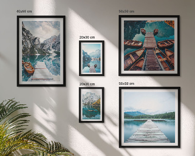 Conjunto de cuadros decorativos paisajes de montaña y caminos fluviales