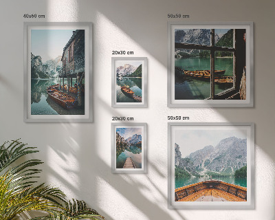 Set de 5 cuadros para salón Paisaje montañoso de lagos y paz