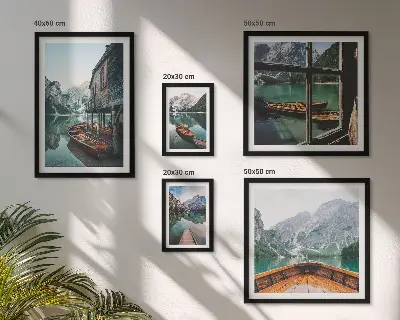Set de 5 cuadros para salón con diseño de paisaje montañoso de lagos