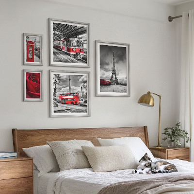 Conjunto de cuadros decorativos Iconos arquitectónicos y vehículos