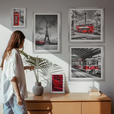 Conjunto de cuadros decorativos Iconos arquitectónicos y vehículos