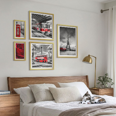 Conjunto de cuadros decorativos Iconos arquitectónicos y vehículos