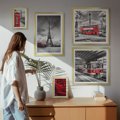 Conjunto de cuadros decorativos Iconos arquitectónicos y vehículos