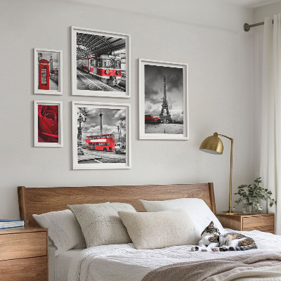 Conjunto de cuadros decorativos Iconos arquitectónicos y vehículos