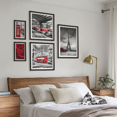 Conjunto de cuadros decorativos Iconos arquitectónicos y vehículos