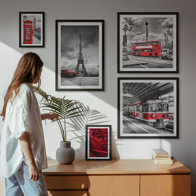 Conjunto de cuadros decorativos Iconos arquitectónicos y vehículos