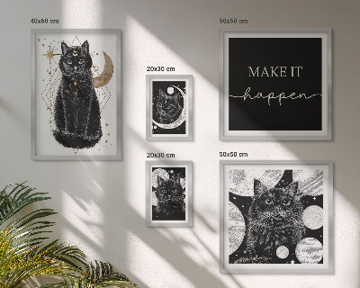 Set de 5 cuadros para salón Gatos negros espacio boho
