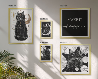 Set de 5 cuadros para salón Gatos negros espacio boho