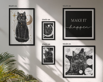 Set de 5 cuadros para salón Gatos negros espacio boho