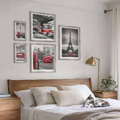 Pared galería de arte Vistas elegantes de Londres y París.