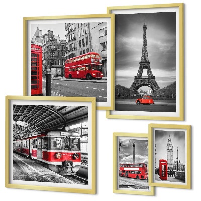Pared galería de arte Vistas elegantes de Londres y París.