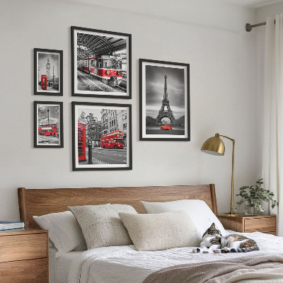 Pared galería de arte Vistas elegantes de Londres y París.