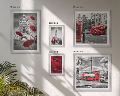 Conjunto de cuadros decorativos Motivos londinenses con detalles en rojo