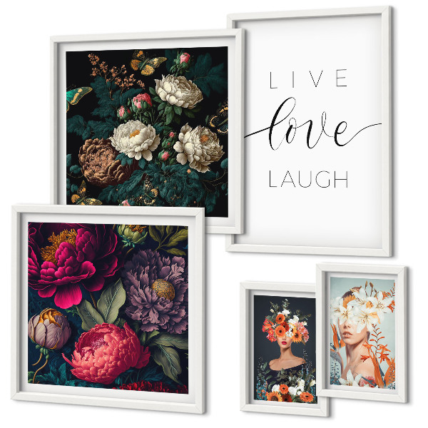 Pared galería de arte eslóganes motivacionales florales