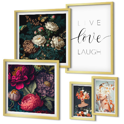 Pared galería de arte eslóganes motivacionales florales
