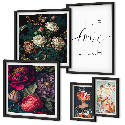 Pared galería de arte eslóganes motivacionales florales