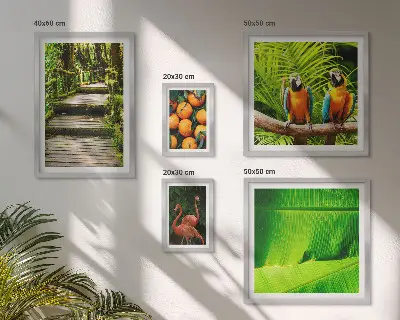 Conjunto de cuadros decorativos con motivos de frutas tropicales