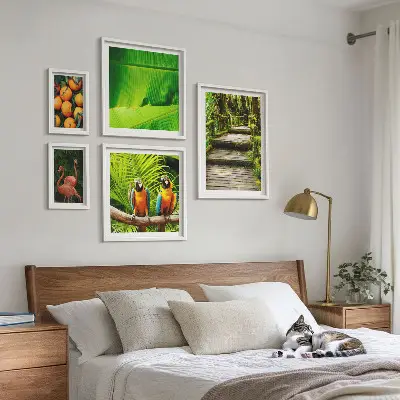 Conjunto de cuadros decorativos con motivos de frutas tropicales