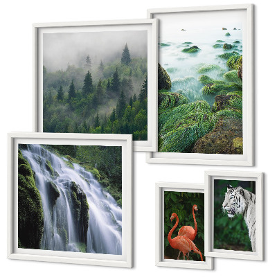 Set de 5 cuadros para salón Naturaleza, animales salvajes, paisajes