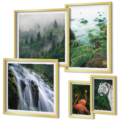 Set de 5 cuadros para salón Naturaleza, animales salvajes, paisajes