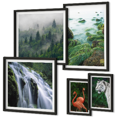 Set de 5 cuadros para salón Naturaleza, animales salvajes, paisajes