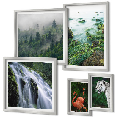 Set de 5 cuadros para salón Naturaleza, animales salvajes, paisajes