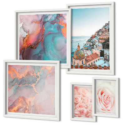 Pared galería de arte Paisajes románticos de color rosa