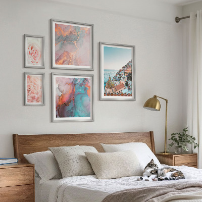 Pared galería de arte Paisajes románticos de color rosa