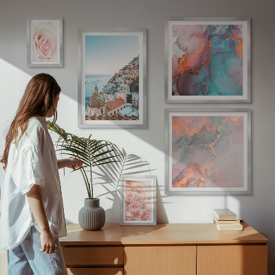Pared galería de arte Paisajes románticos de color rosa