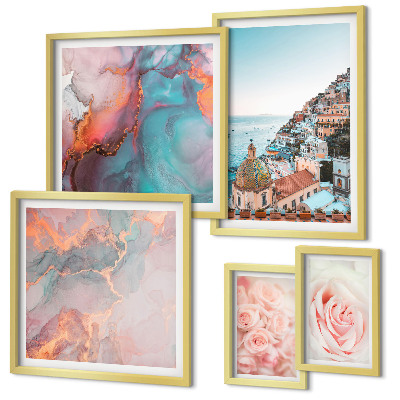 Pared galería de arte Paisajes románticos de color rosa