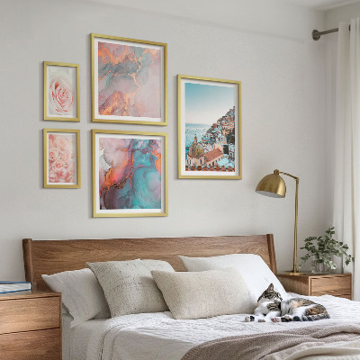 Pared galería de arte Paisajes románticos de color rosa