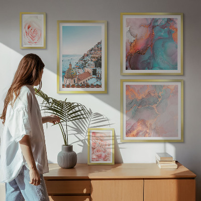 Pared galería de arte Paisajes románticos de color rosa