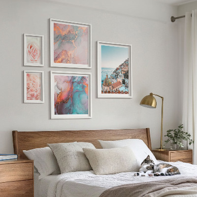 Pared galería de arte Paisajes románticos de color rosa