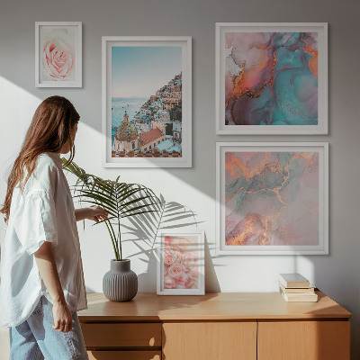 Pared galería de arte Paisajes románticos de color rosa