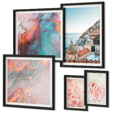Pared galería de arte Paisajes románticos de color rosa