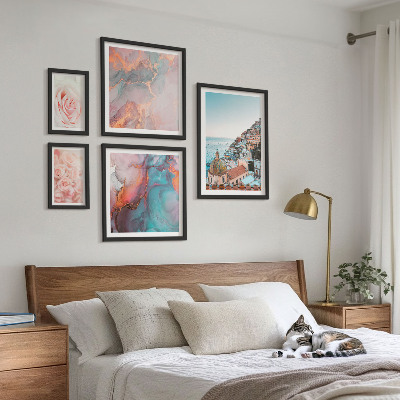 Pared galería de arte Paisajes románticos de color rosa