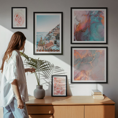 Pared galería de arte Paisajes románticos de color rosa