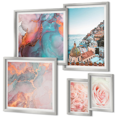 Pared galería de arte Paisajes románticos de color rosa