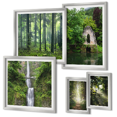 Conjunto de cuadros decorativos Bosques verdes, cascadas, naturaleza